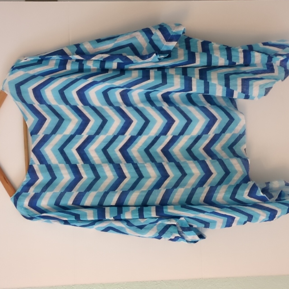 Chevron Patterned Blue & White Mediterranean Line… - image 7